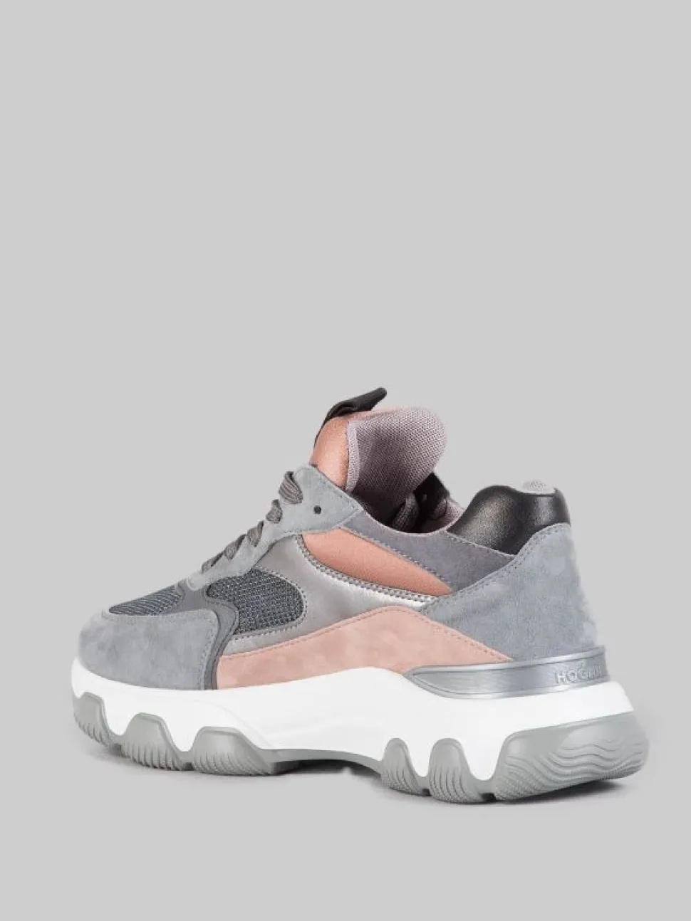 SNEAKER HYPERACTIVE IN PELLE LAMINATA, SUEDE E RETE TECNICA CON GLITTER