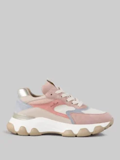 SNEAKER HYPERACTIVE ROSA, BEIGE E AZZURRO IN PELLE SCAMOSCIATA E TELA TECNICA