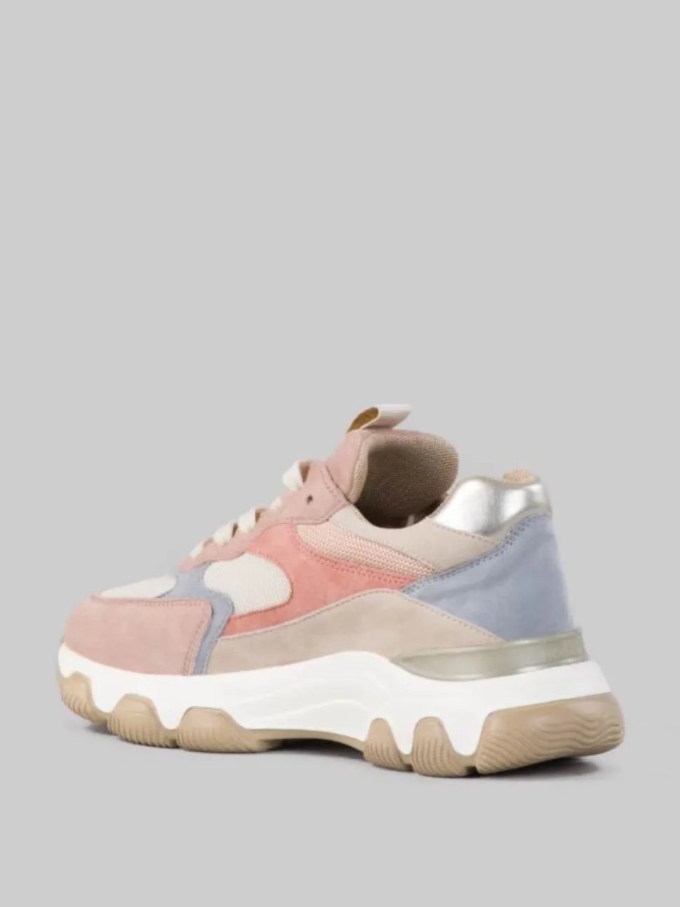 SNEAKER HYPERACTIVE ROSA, BEIGE E AZZURRO IN PELLE SCAMOSCIATA E TELA TECNICA