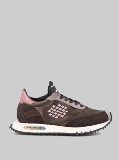 SNEAKER IN PELLE E TESSUTO REALIZZATA A MANO