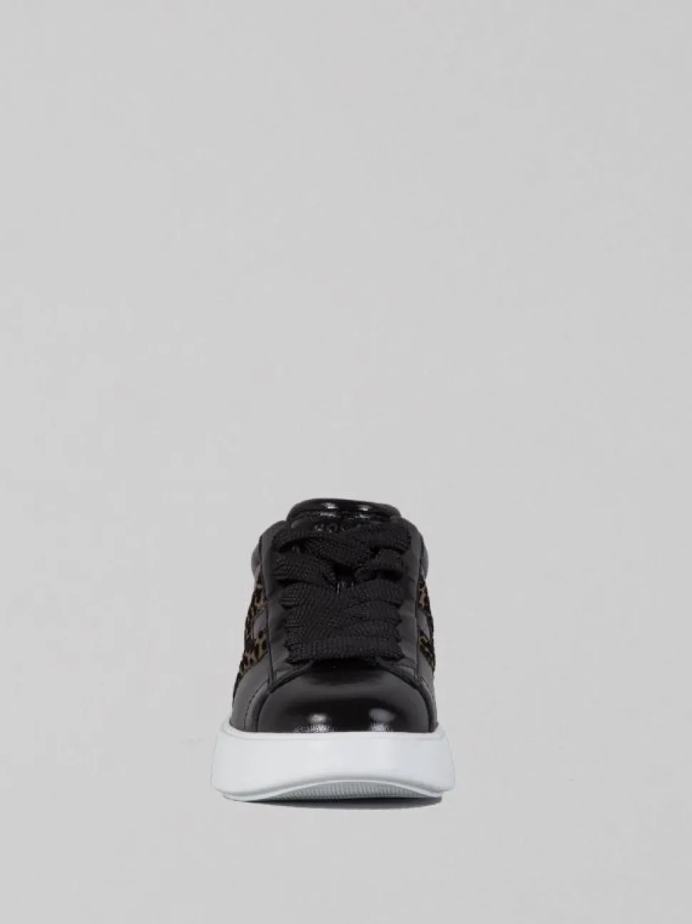 SNEAKER IN PELLE LUCIDA CON DETTAGLI VELVET ANIMALIER