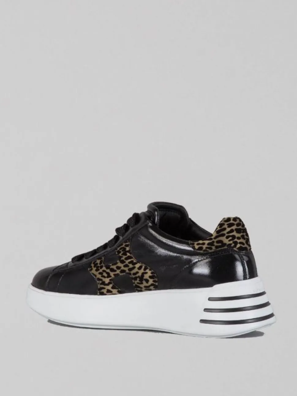 SNEAKER IN PELLE LUCIDA CON DETTAGLI VELVET ANIMALIER