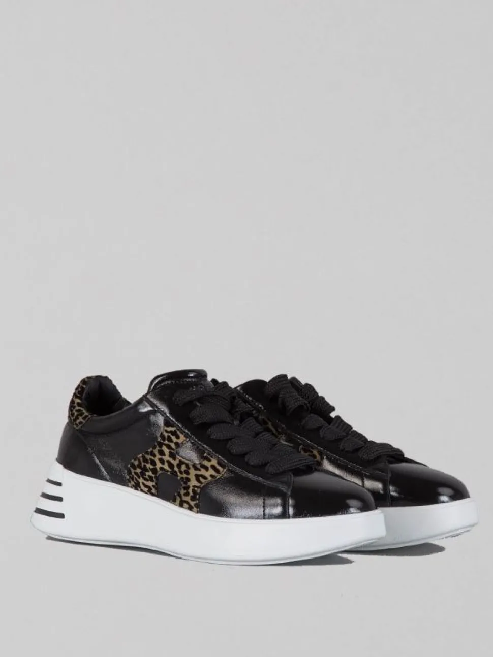 SNEAKER IN PELLE LUCIDA CON DETTAGLI VELVET ANIMALIER