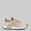 SNEAKER IN PELLE METALLIZZATA CON EFFETTO SFUMATO REALIZZATA A MANO
