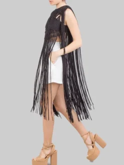 TOP IN COTONE INTRECCIATO CON LUNGHE FRANGE