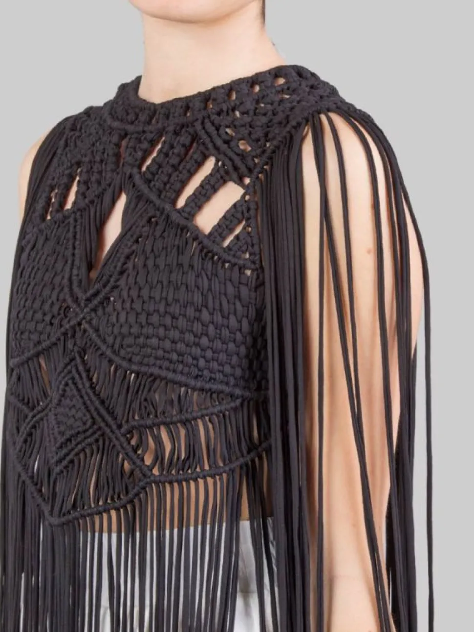 TOP IN COTONE INTRECCIATO CON LUNGHE FRANGE