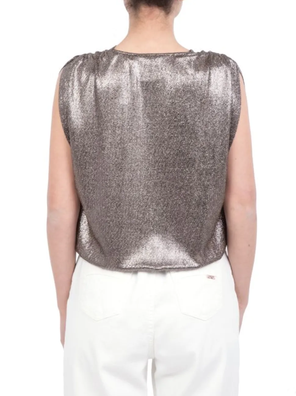 TOP WILLA IN TESSUTO ELASTICIZZATO STAMPA GLITTER NERO