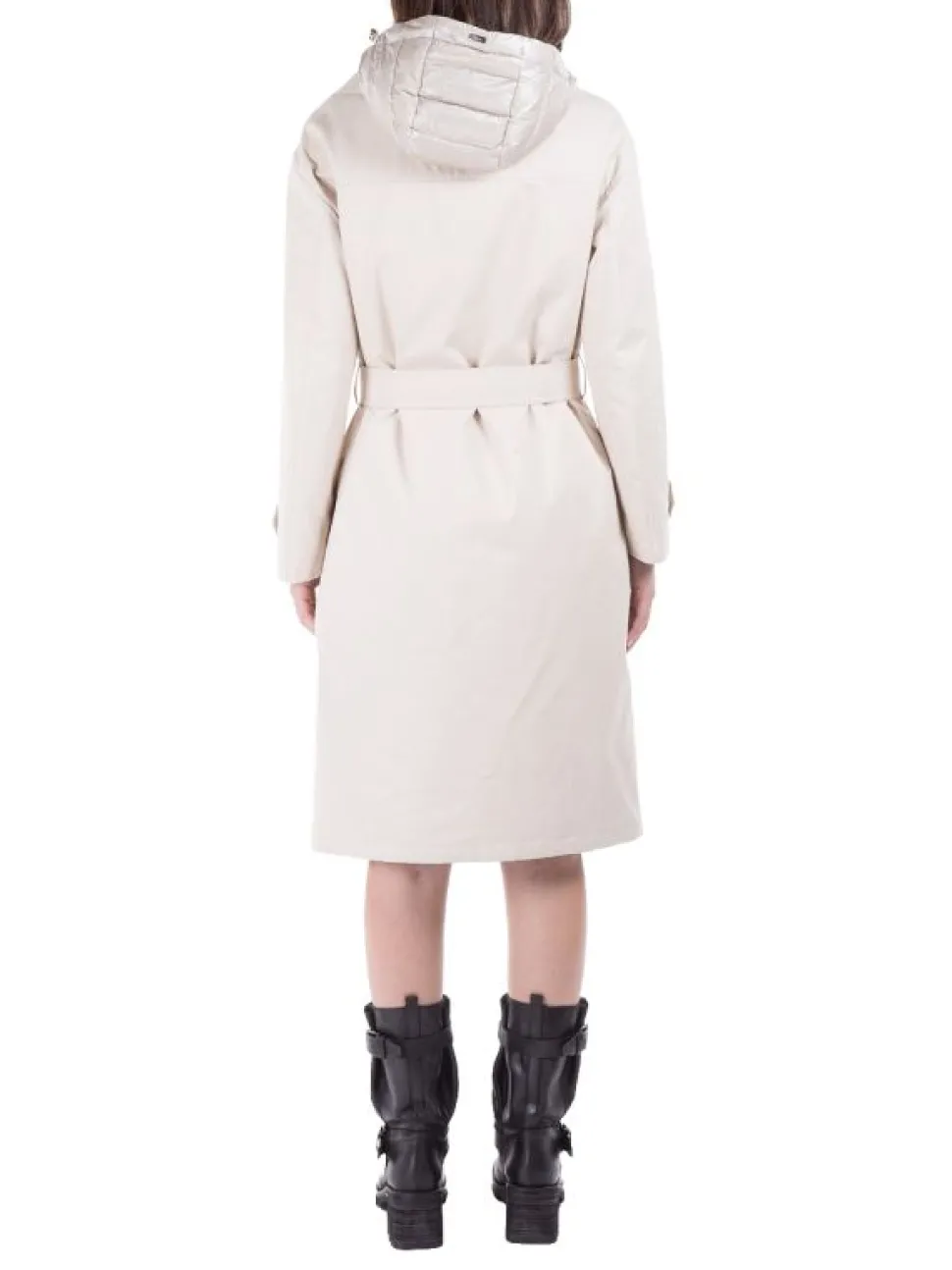TRENCH AVORIO CON INTERNO IN PIUMINO STACCABILE CON CAPPUCCIO