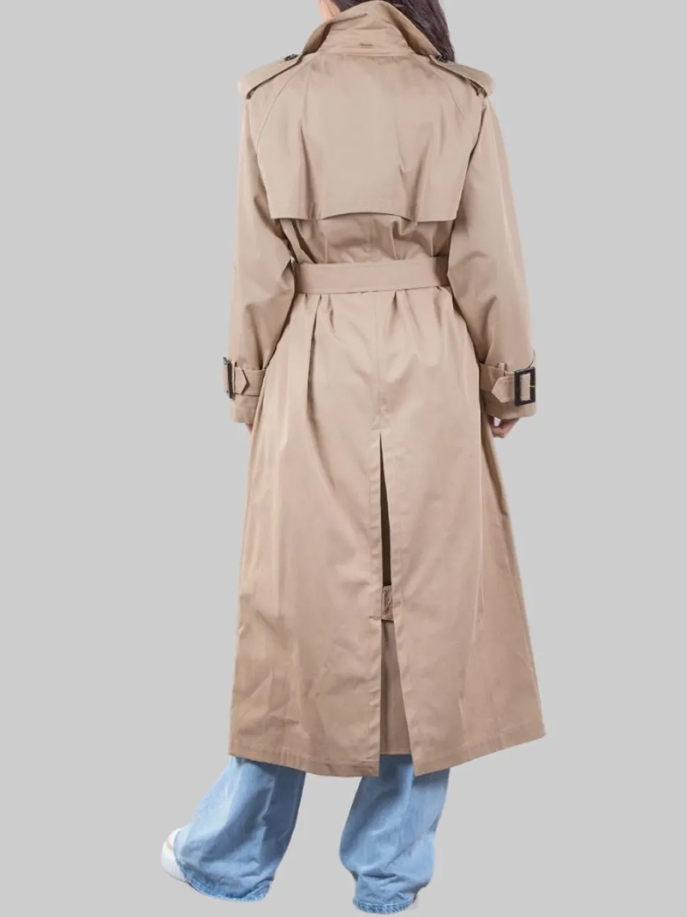TRENCH BEIGE IN COTONE CON CINTURA IN VITA