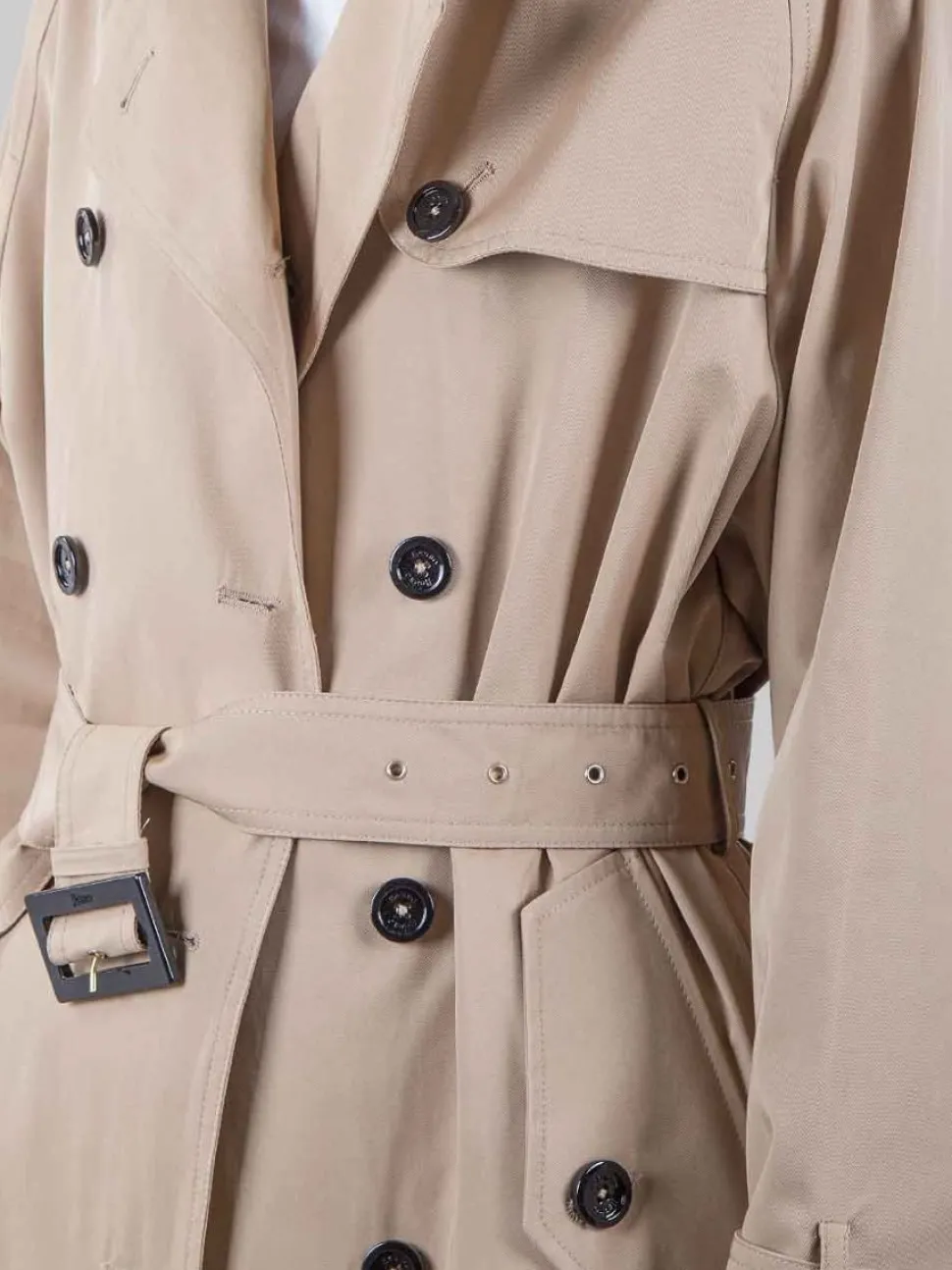 TRENCH BEIGE IN COTONE CON CINTURA IN VITA