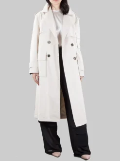 TRENCH TITANO IN COTONE TECNICO BEIGE CON CINTURA