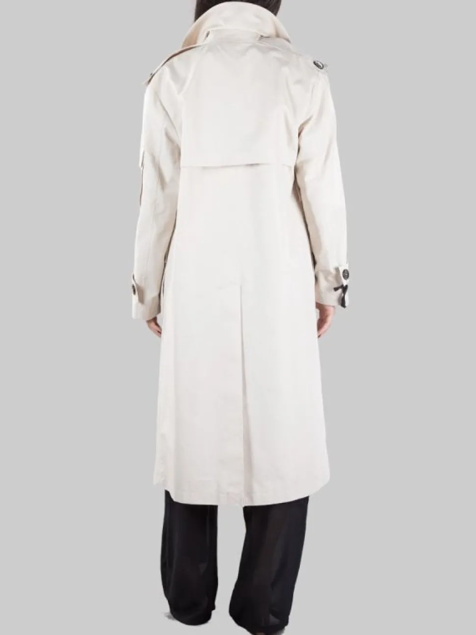 TRENCH TITANO IN COTONE TECNICO BEIGE CON CINTURA