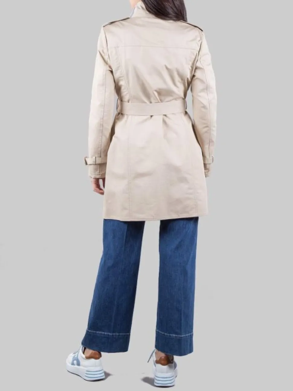 TRENCH VIRGINIA BEIGE IN COTONE CON CINTURA IN VITA