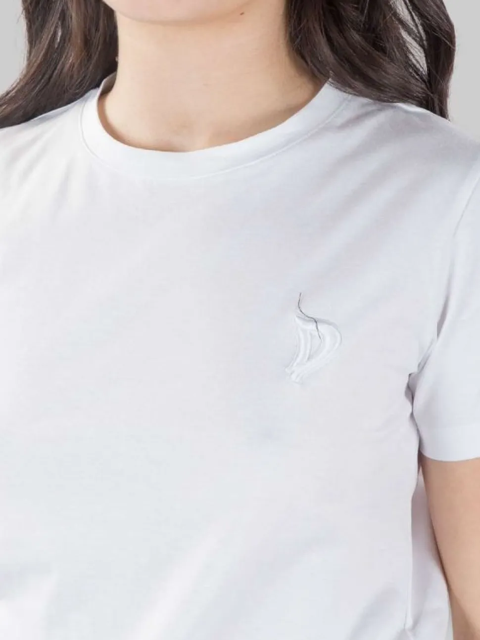 T-SHIRT BIANCA GIROCOLLO CON LOGO RICAMATO