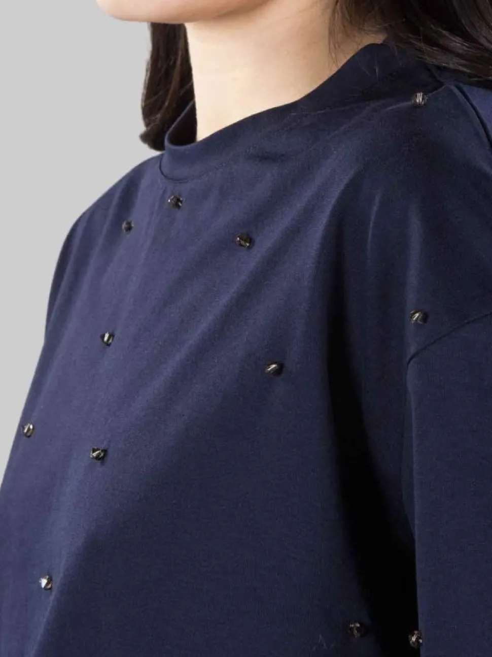 T-SHIRT CORTA BLU CON PUNTI LUCE
