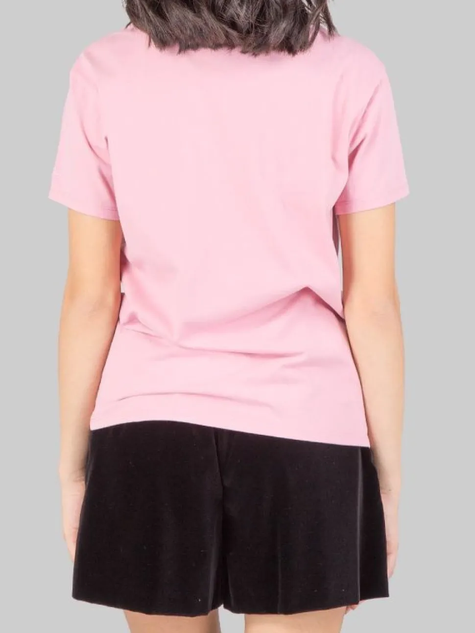 T-SHIRT EMILIE GIROCOLLO ROSA CON TASCHINO IN CROCHET A FANTASIA-ROSA