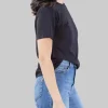 T-SHIRT NERA GIROCOLLO CON LOGO RICAMATO